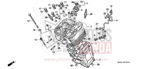 CYLINDRE/CULASSE (AVANT) XRV650K de 1989